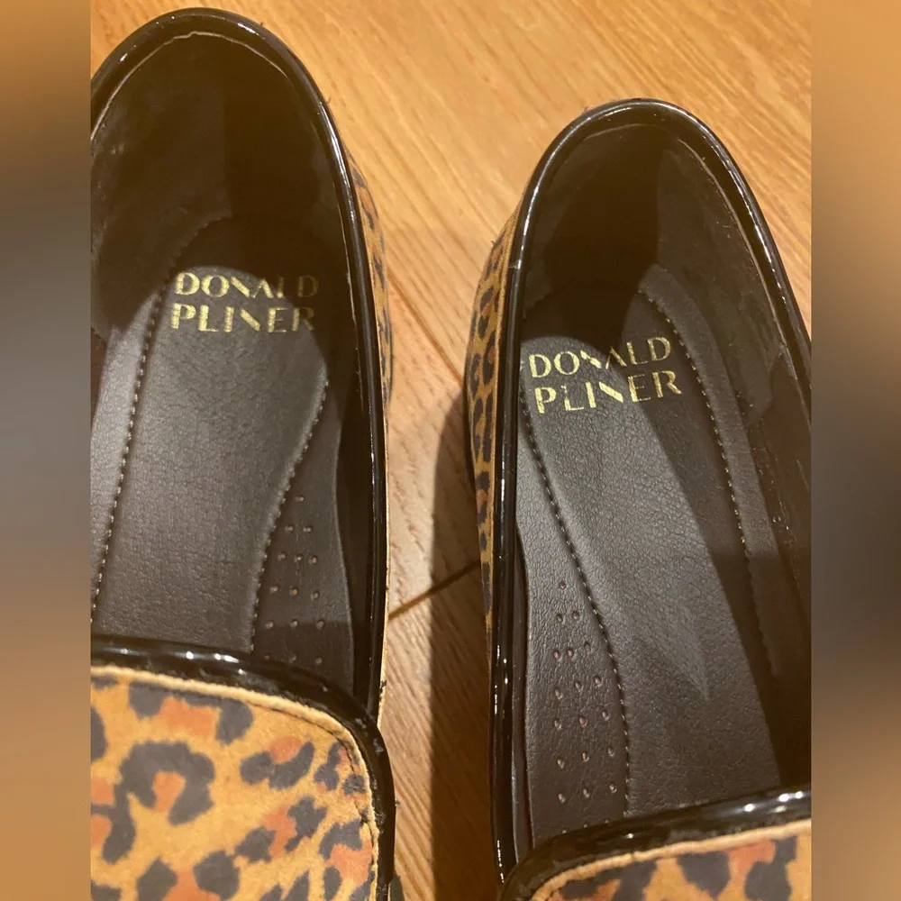 Donald Pliner Leopard Print Loafers Platform Lugged Black Tan Women’s 10M - Picture 4 of 6